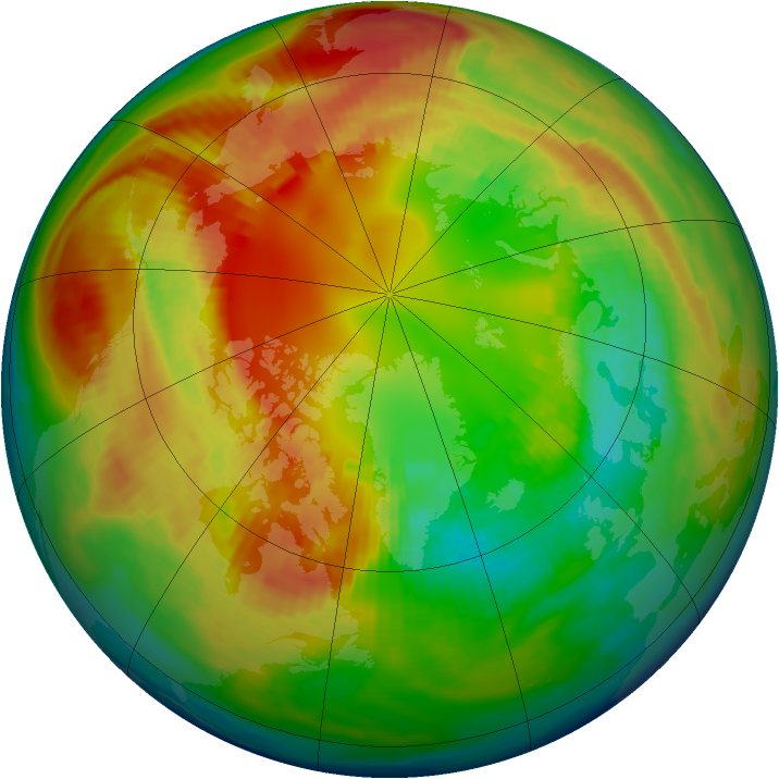 Arctic ozone map for 19 February 1983